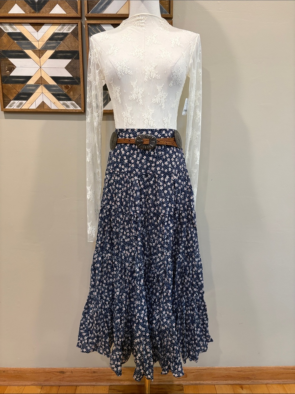Polo Ralph Lauren Floral Tiered Midi Skirt Cottagecore size 4
